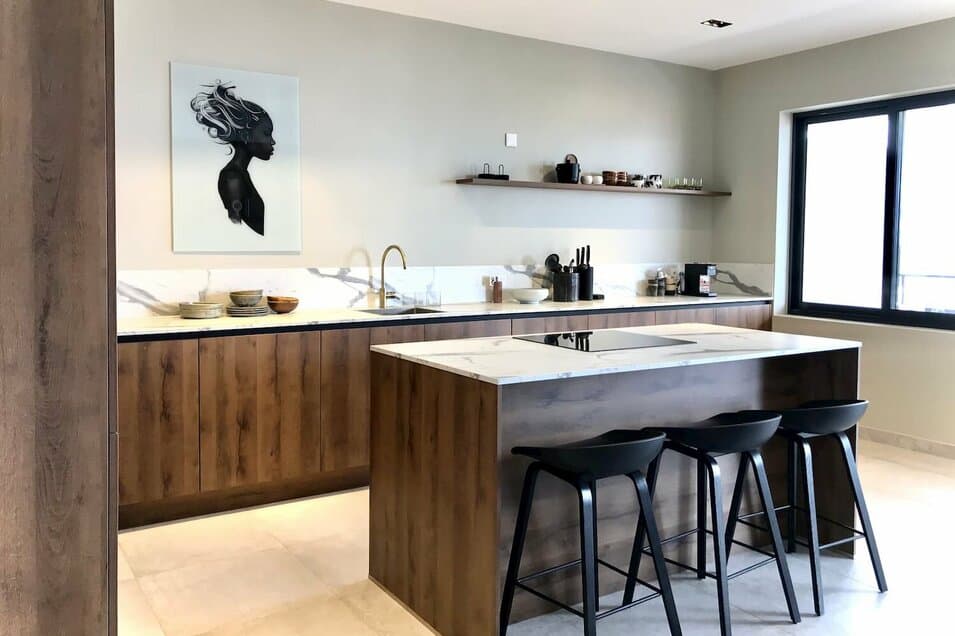 wooden kitchen Breakfast Bar Height, Stool & Counter