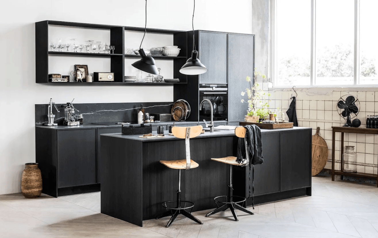 black small kitchen