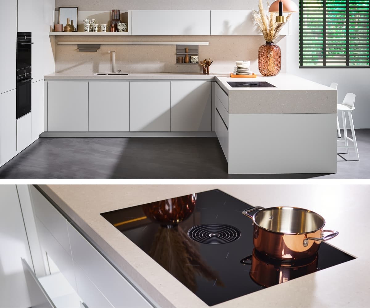 Witte schiereiland keuken