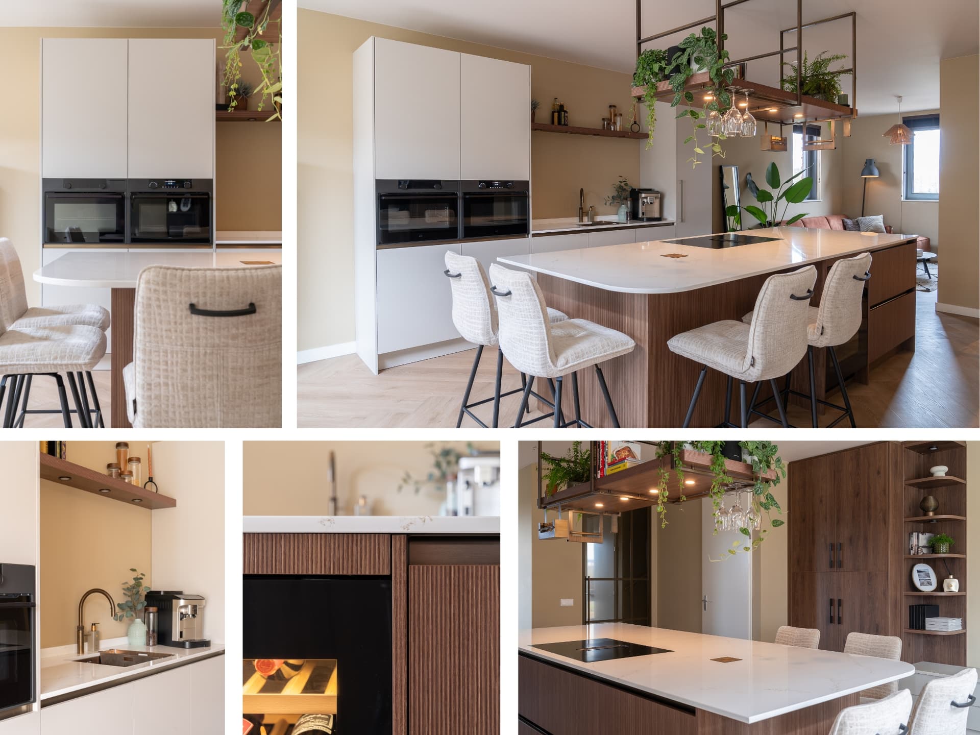 Wit met houten kookeiland keuken